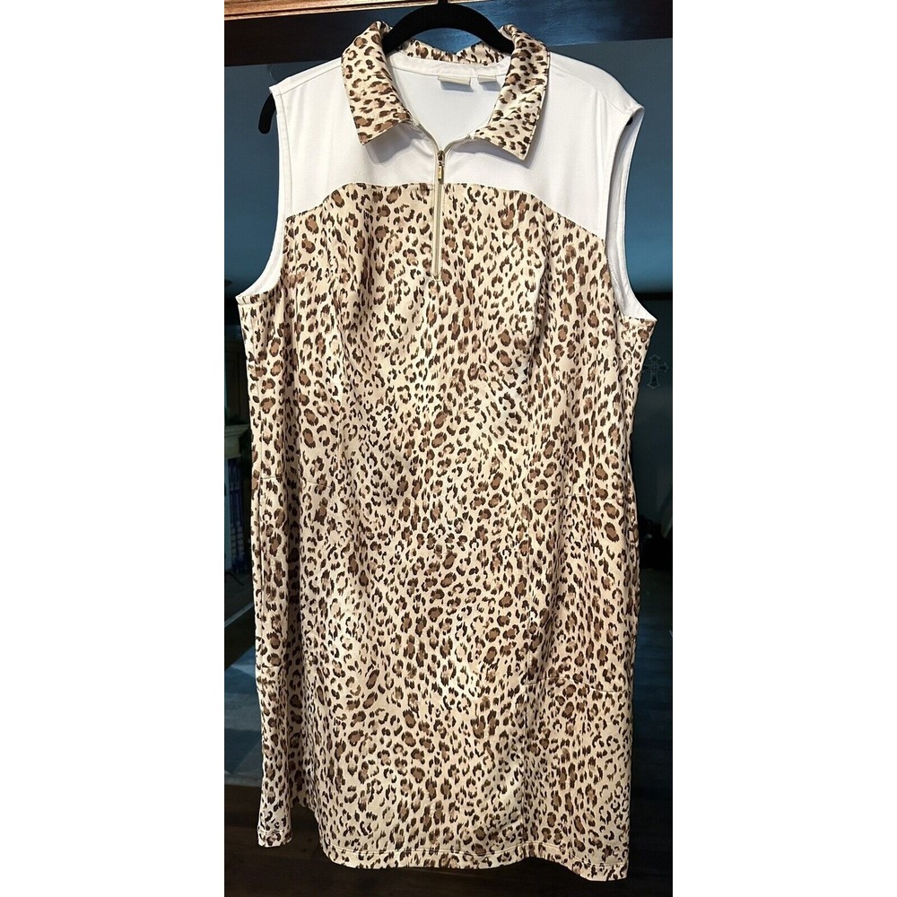 Chicos Zenergy Dress Womens Size 3 Golf Tennis Athletic Leopard Animal Print